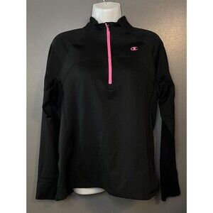 Champion Power Train Women's Size Large Quarter Zip Long Sleeve Pullover Black
